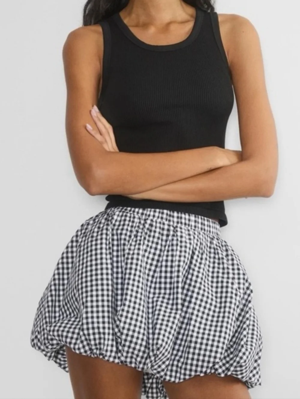 NEW Aritzia Sunday Best Low Rise Bubbly Gingham Poplin Mini Skirt - M